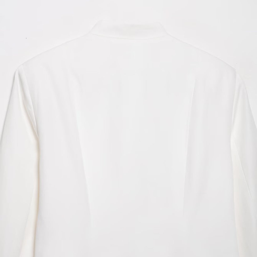 Women's Boxy Short Jacket with Stand-up Collar, Decorative Knot Closures and Welt Pockets Mune Fashion