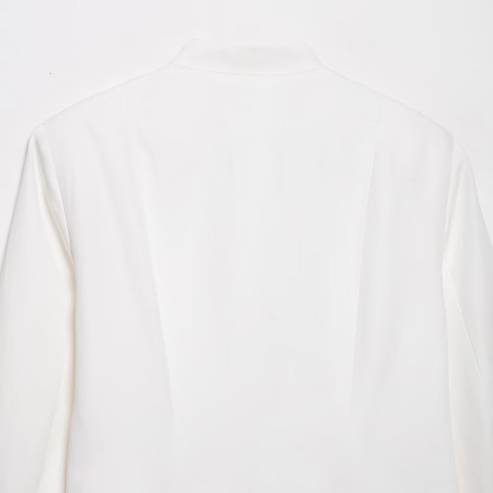 Women's Boxy Short Jacket with Stand-up Collar, Decorative Knot Closures and Welt Pockets Mune Fashion