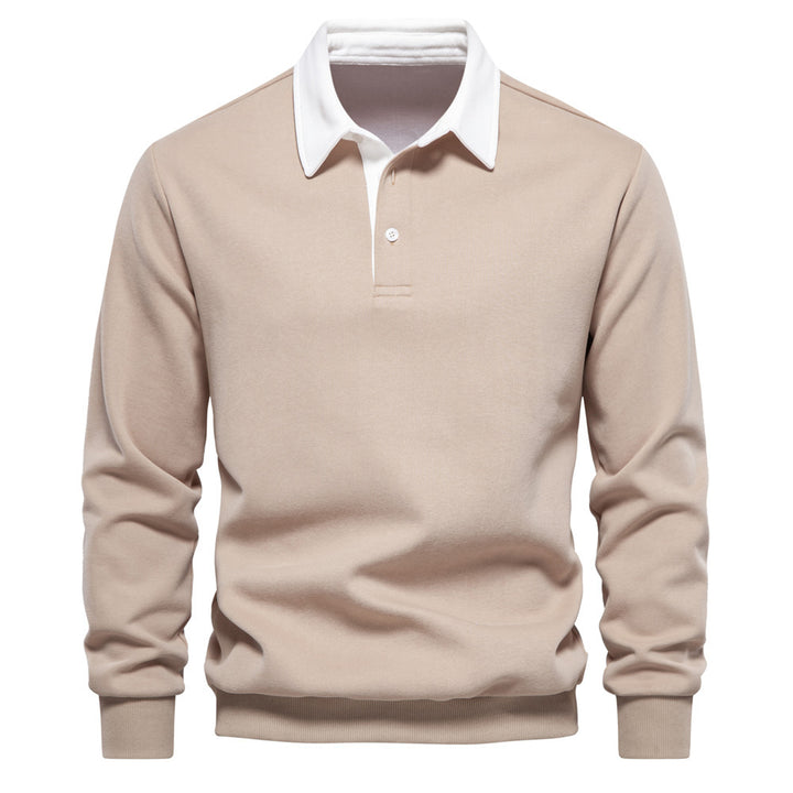 Men's elegant long sleeve polo shirt with contrast collar Mune Fashion