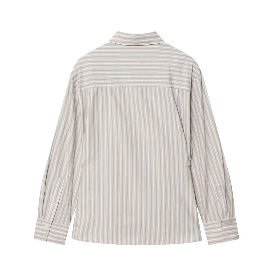 Women's oversized shirt blouse with fine striped pattern and Western yoke Mune Fashion