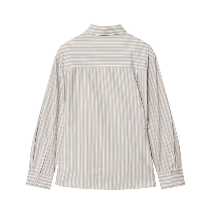 Women's oversized shirt blouse with fine striped pattern and Western yoke Mune Fashion