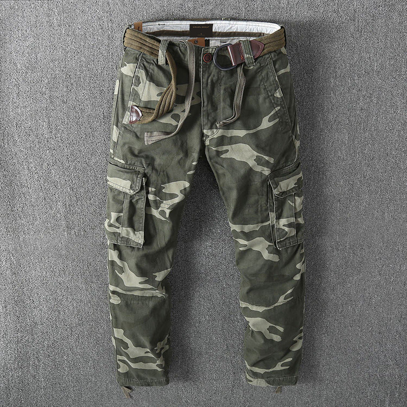 Men's cargo pants with multiple pockets, adjustable leg cuffs, and belt Mune Fashion