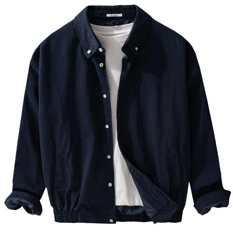 Men's Lightweight Cotton Utility Jacket with Button Placket and Elastic Hem Mune Fashion