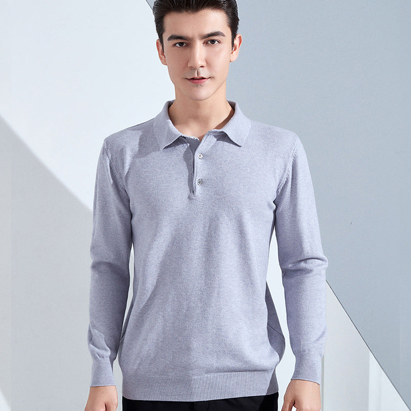 Men's fine long sleeve polo shirt made of fine knit with 3-button placket and slim fit Mune Fashion