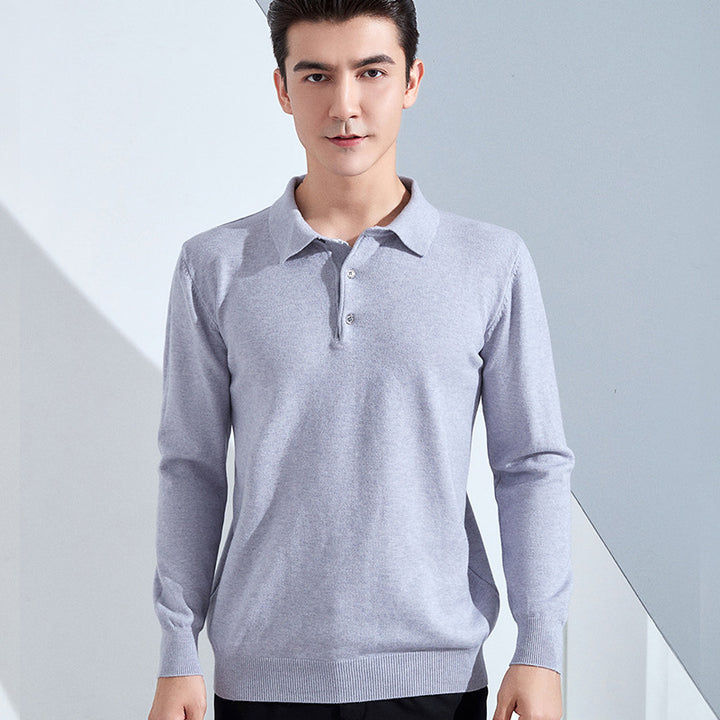Men's fine long sleeve polo shirt made of fine knit with 3-button placket and slim fit Mune Fashion