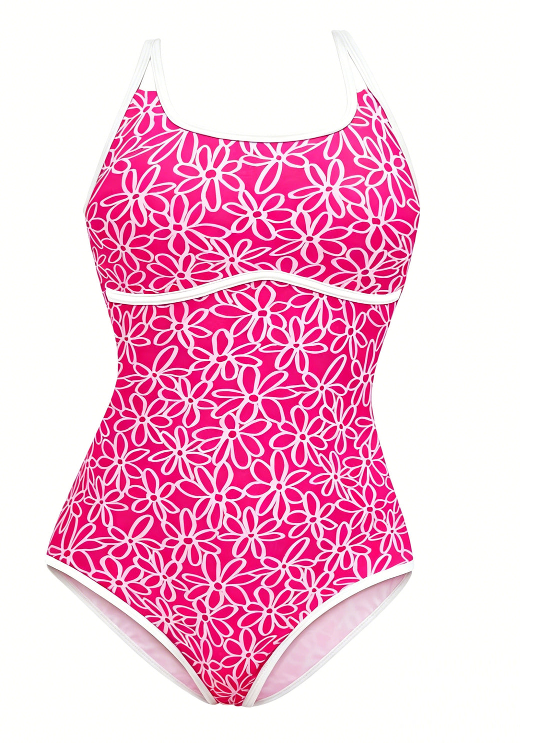 Women's Sporty One-Piece Swimsuit with Floral Pattern Mune Fashion