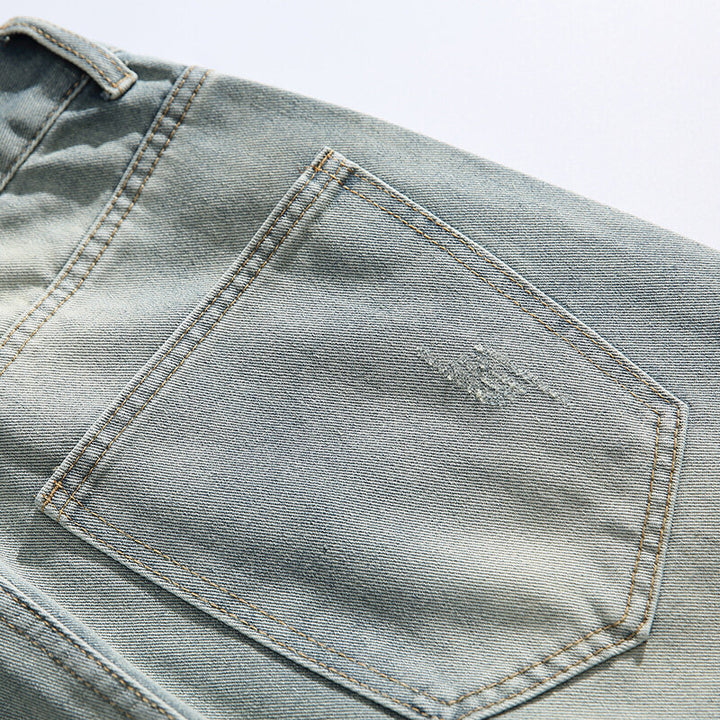 Unisex Relaxed-Fit Vintage-Jeans with high waist and distinctive ripped knee section Mune Fashion