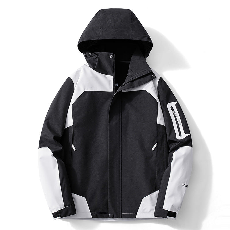 Men's technical softshell hooded jacket with contrast panels and zippered sleeve pocket Mune Fashion