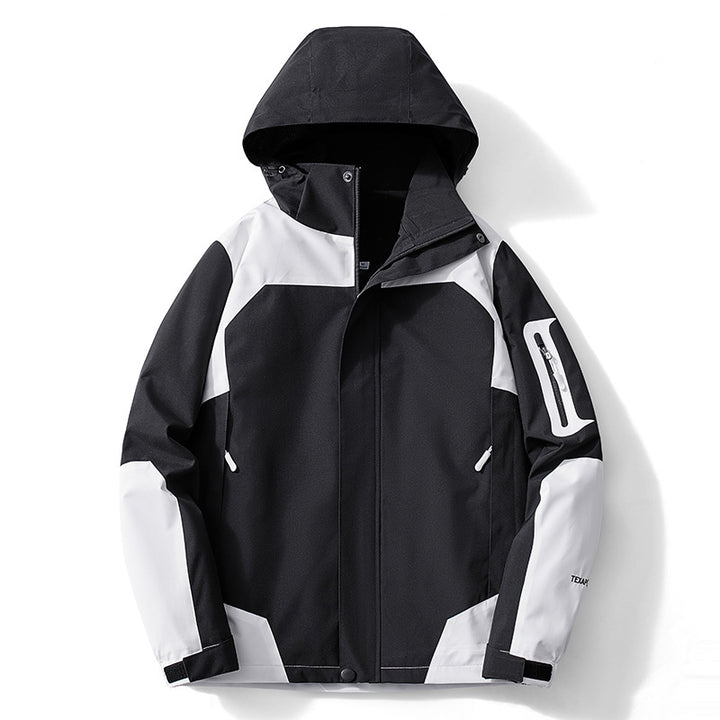 Men's technical softshell hooded jacket with contrast panels and zippered sleeve pocket Mune Fashion
