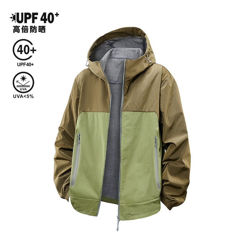 Unisex Lightweight Wind and Fleece Lined Hooded Jacket with Two-Way Zipper Drune