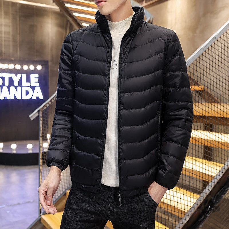 Men's Lightweight Quilted Down-Look Jacket with Stand-Up Collar Mune Fashion