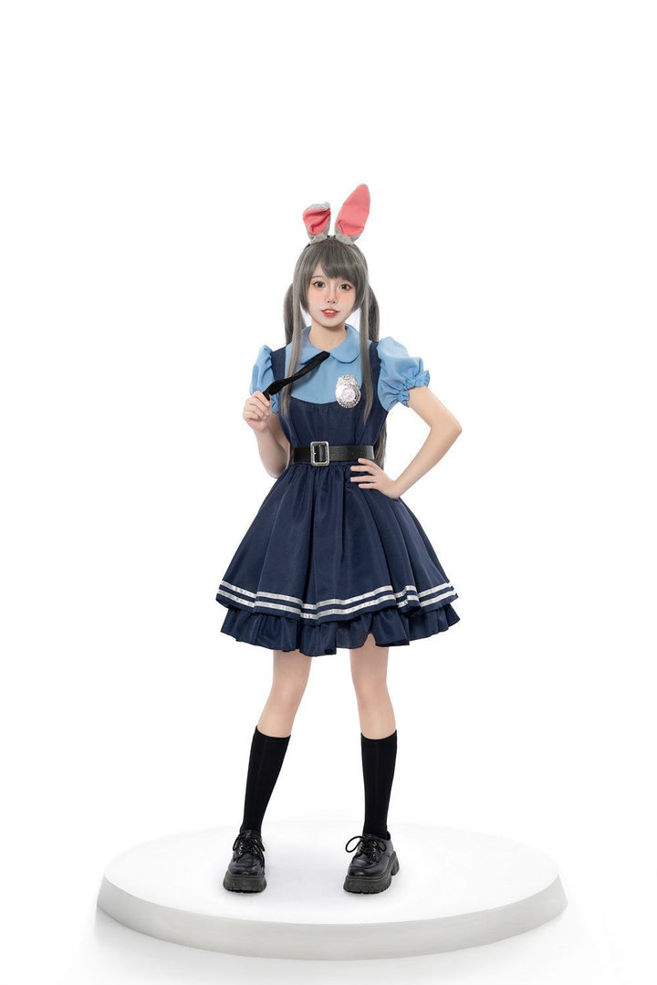 Girl Police Officer Costume with Frill Skirt and Accessories Mune Fashion