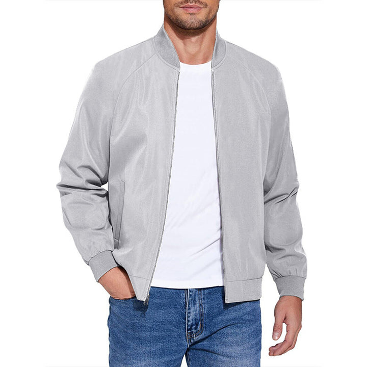 Men's Light Cotton-Mix Bomber Jacket with Ribbed Cuffs and Concealed Zipper Mune Fashion