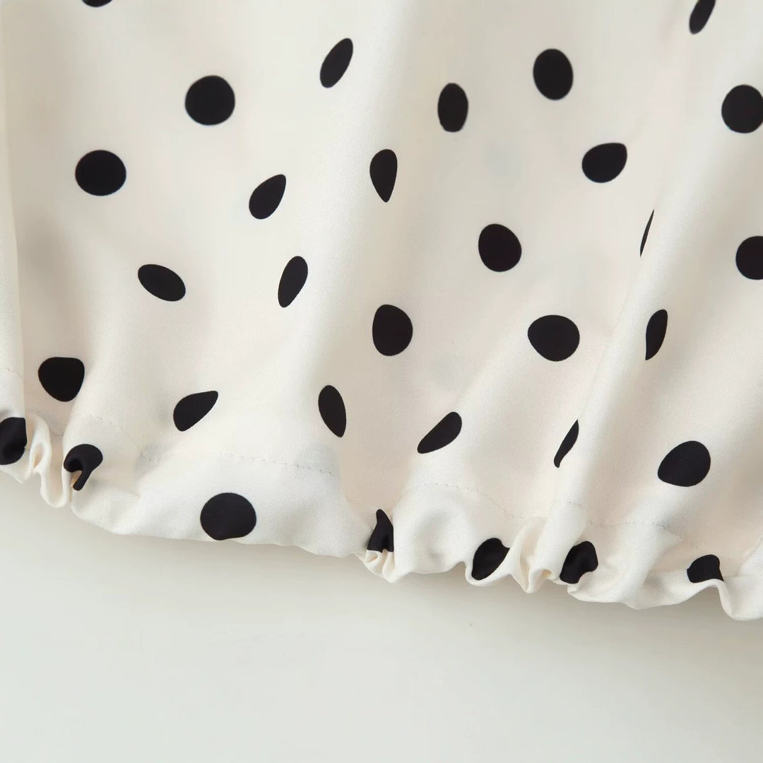 Women Lightweight Transition Jacket with Stand-Up Collar, Zipper and Polka Dot Pattern Mune Fashion