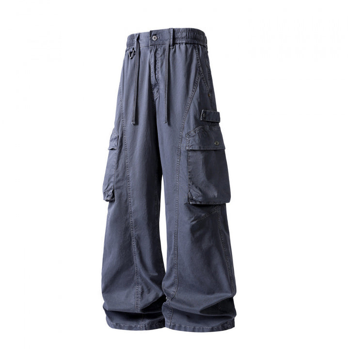 Men's Loose Cargo Pants in Baggy Cut with Utility Pockets and Drawstring Waist Mune Fashion