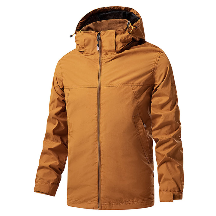 Men's washed canvas bomber jacket with stand-up collar, concealed zipper and side pockets Mune Fashion