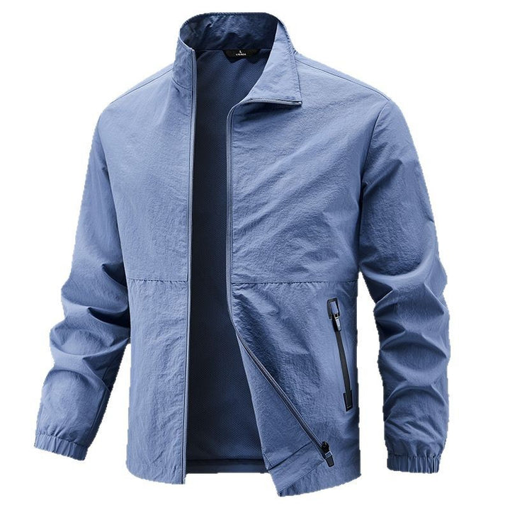 Men's Lightweight Technical Transition Jacket with Stand-Up Collar, Breathable Mesh Lining, and Water-Repellent Zipper Pockets Mune Fashion