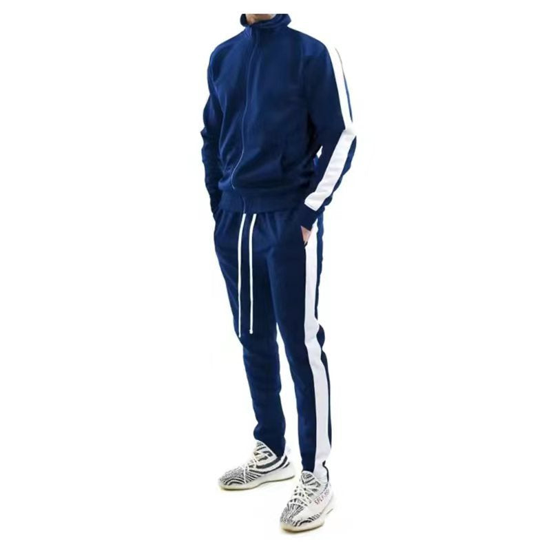 Men's slim training set with stand-up collar, zip jacket and fitted drawstring jogger Mune Fashion