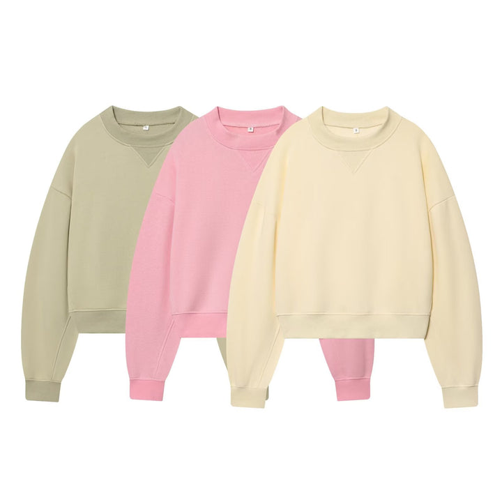 Women's oversized cropped sweatshirt with ribbed neckline Mune Fashion