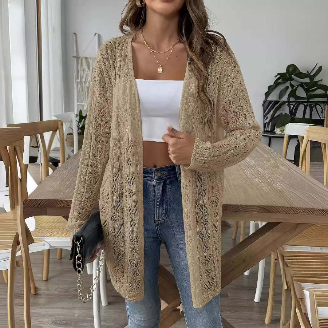 Women's airy knit cardigan with delicate eyelet pattern Mune Fashion
