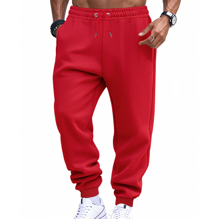 Men's sporty sweat jogging pants with elastic tunnel drawstring waist, ribbed cuffs, and deep side pockets Mune Fashion