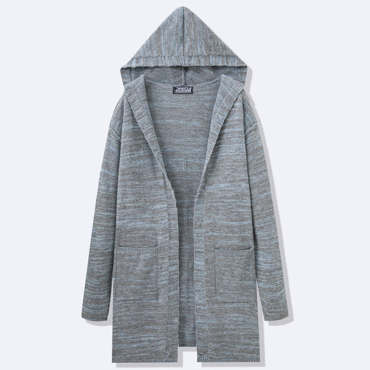 Men's Long Knit Coat with Modern Design and Casual Details Mune