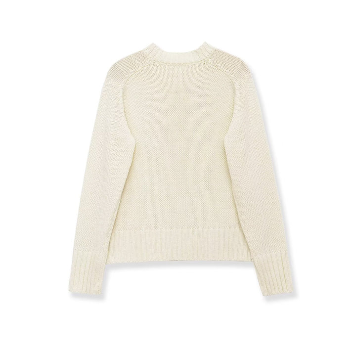 Women's chunky knit Henley sweater with wooden buttons and ribbed cuffs Mune Fashion