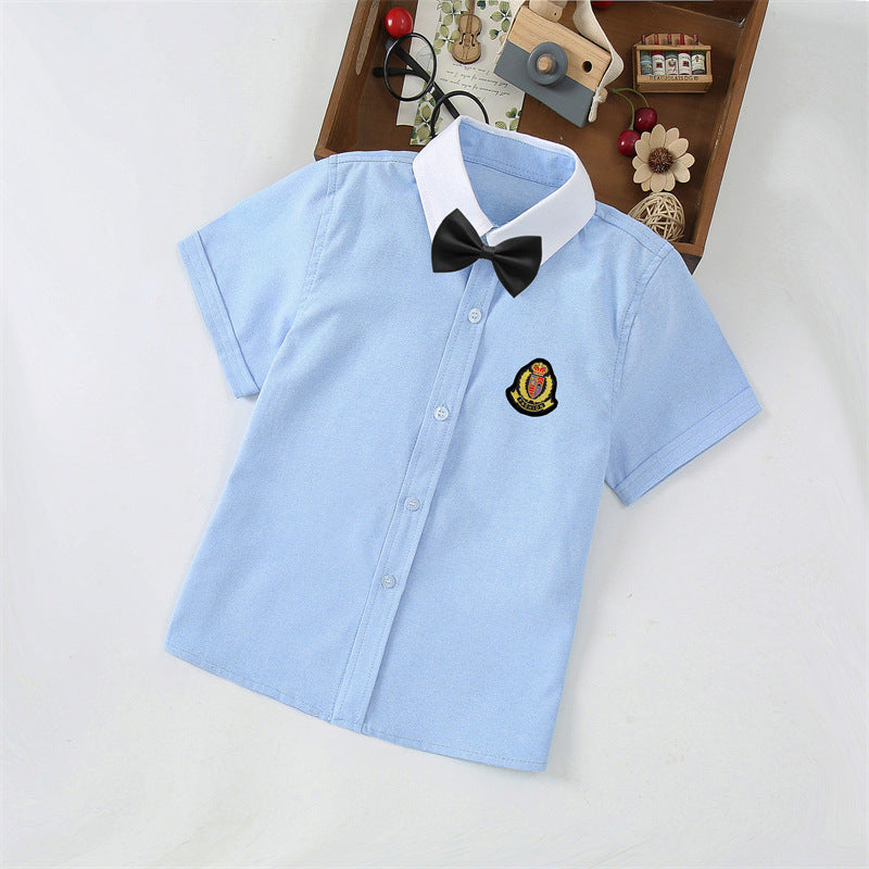 Boys Elegant Short Sleeve Shirt with Bow Tie Mune Fashion