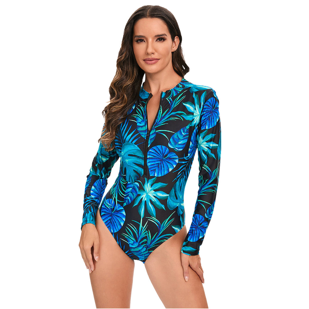 Women's Long Sleeve Swimsuit with Floral Pattern Mune Fashion