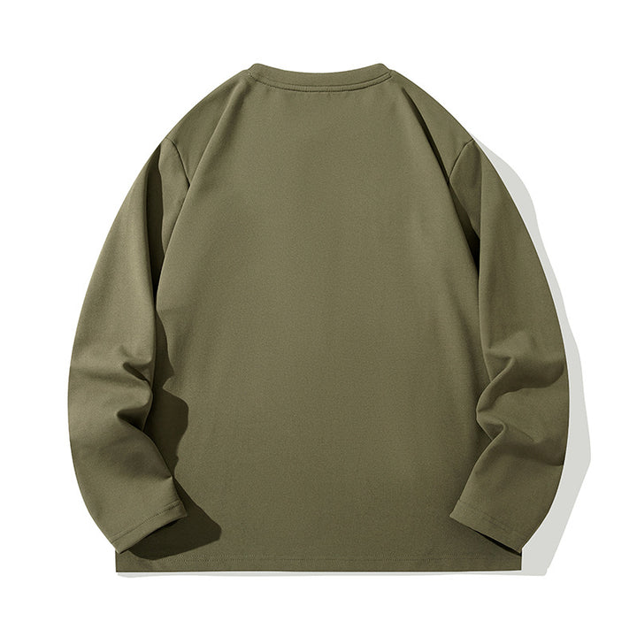Unisex Oversize Long Sleeve Sweatshirt with Chest Zipper Pocket and Crew Neck Mune Fashion