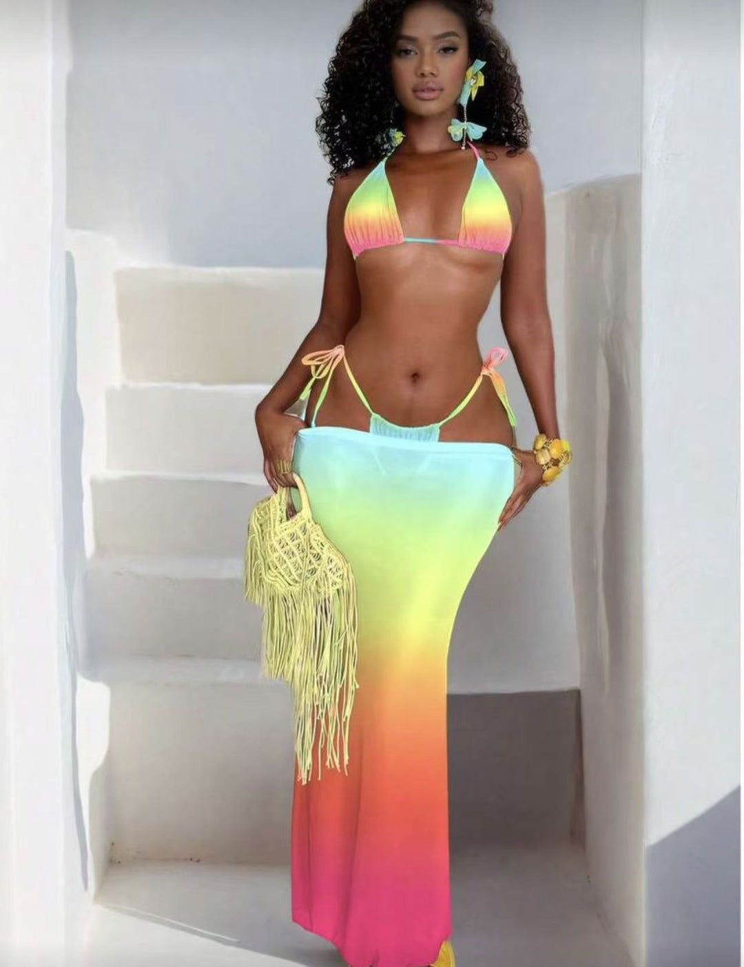 Women Maxi Beach Dress with Elegant Gradient Mune Fashion