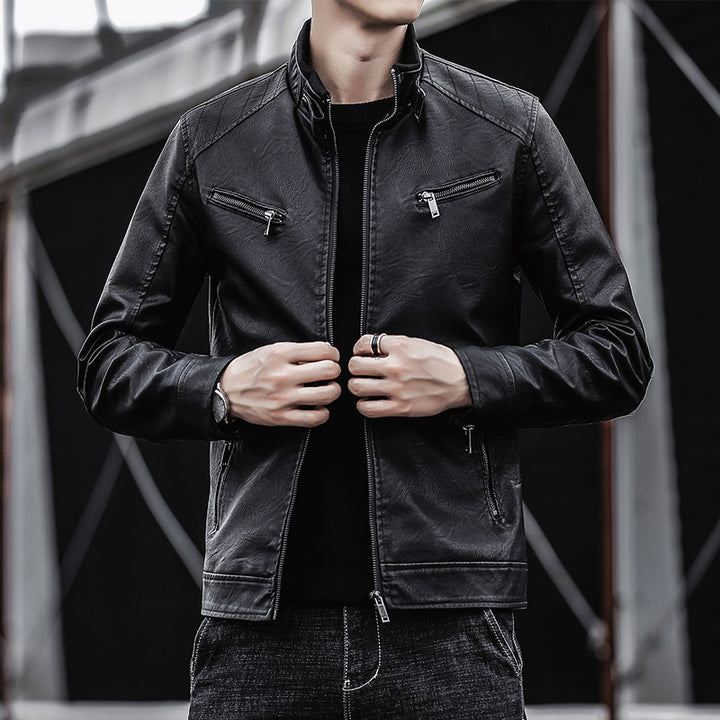 Men Stylish Faux Leather Jacket Mune Fashion