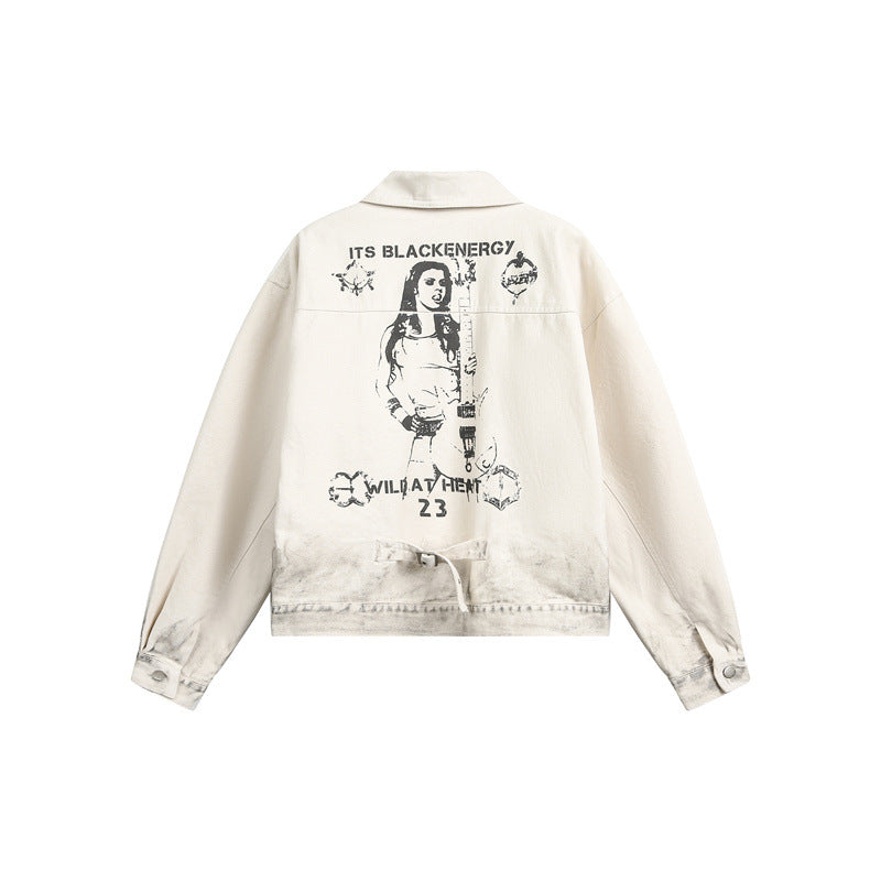 Unisex Boxy Denim Jacket with Worn Paint Effect and Subtle Embroidery Mune Fashion