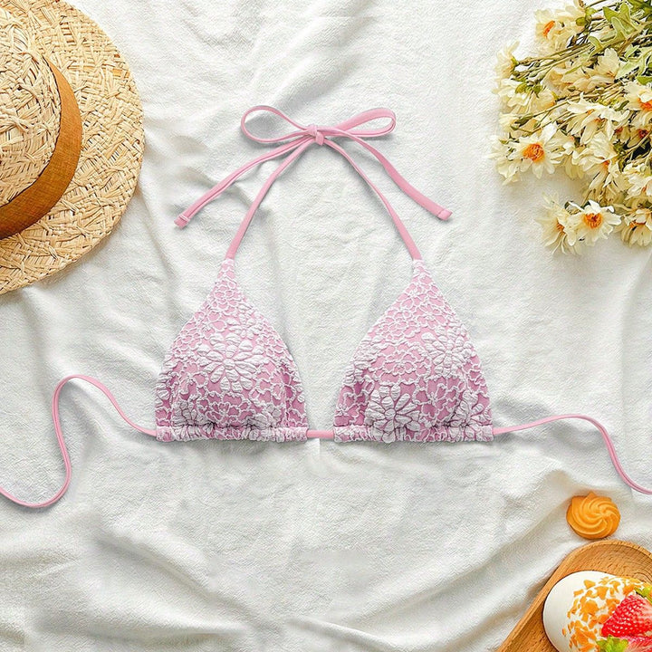 Women's bikini bottom with floral lace applications Mune Fashion