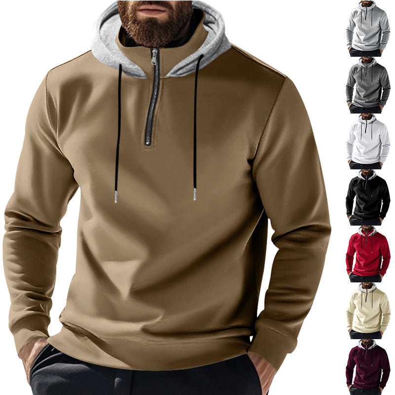 Men's half-zip hoodie with contrasting hood, drawstring and slim silhouette Mune Fashion
