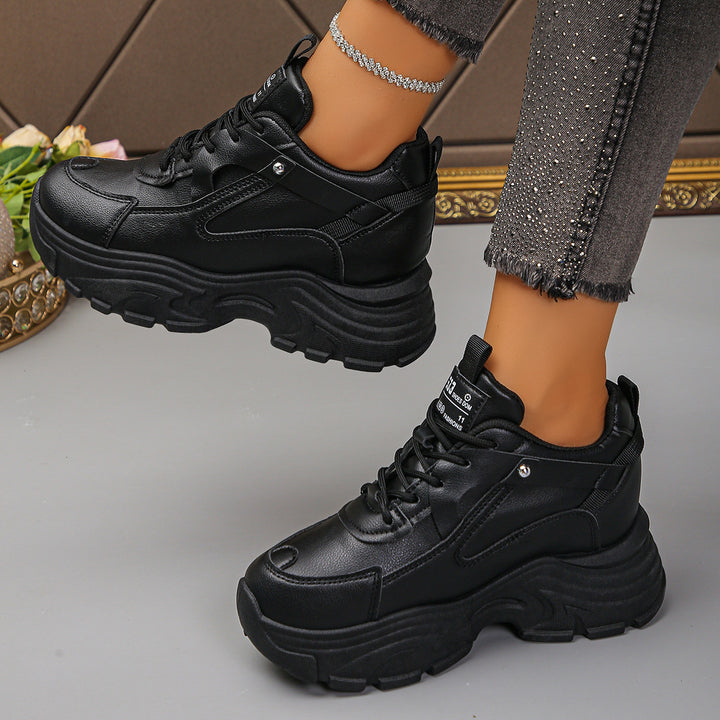 Women's Platform Chunky Sneakers with Sculpted Profile Sole and Padded Shaft Mune Fashion