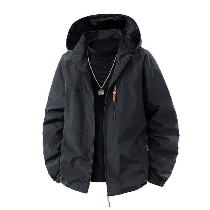 Men's outdoor jacket with hood and practical pockets Mune Fashion