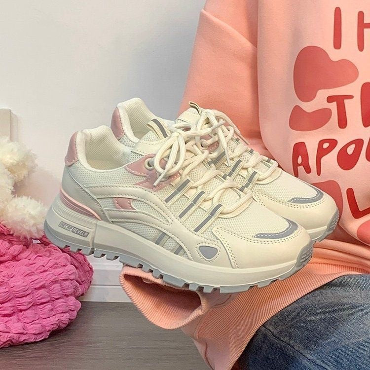 Women Retro-Running Style Platform Sneaker with Robust Traction Sole and Breathable Mesh Mune Fashion