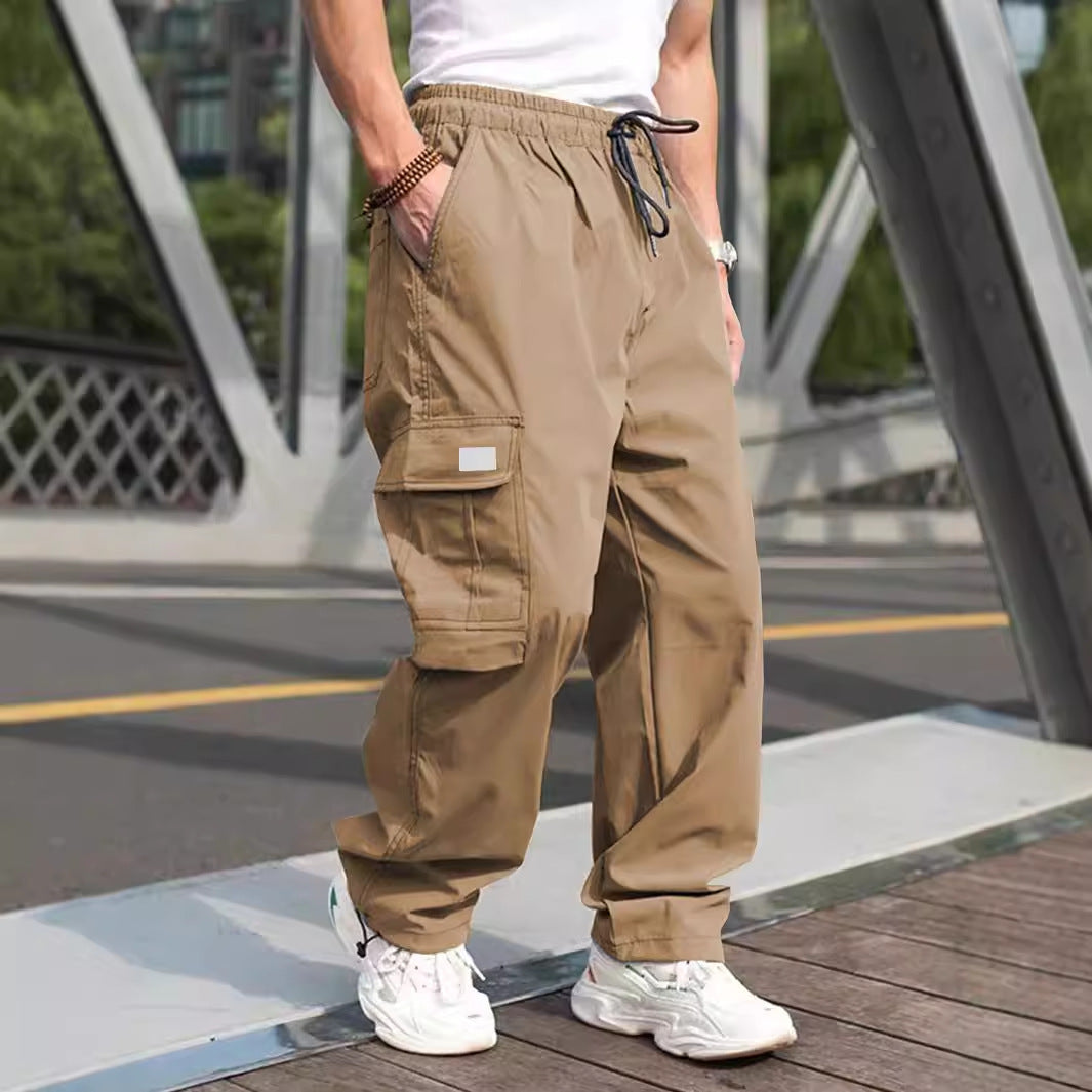 Men's Casual Cargo Pants with Elastic Waistband and Multifunctional Pockets Mune Fashion