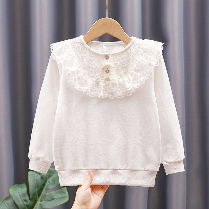 Girl sweatshirt with romantic lace collar Mune Fashion