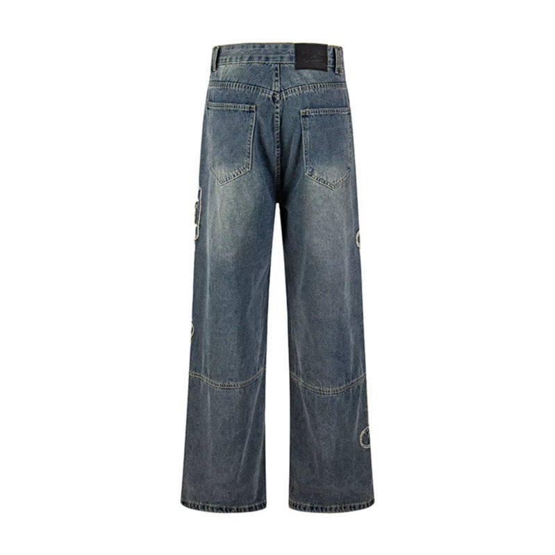 Women's jeans with high waistband, wide leg cut, stitch and destroy details Mune Fashion