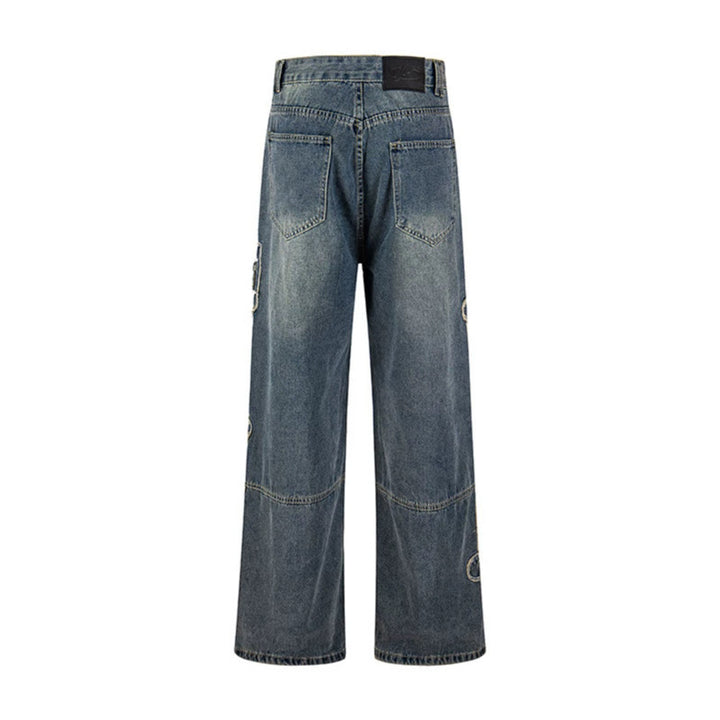 Women's jeans with high waistband, wide leg cut, stitch and destroy details Mune Fashion