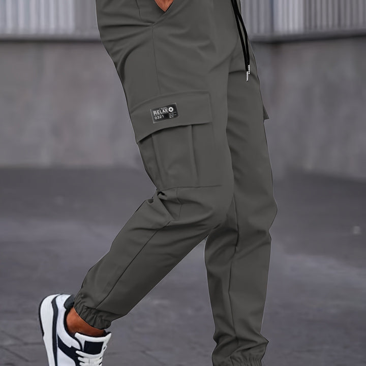 Men's Cargo Jogging Pants with Drawstring, Tapered Cut & Flap Pockets Mune Fashion