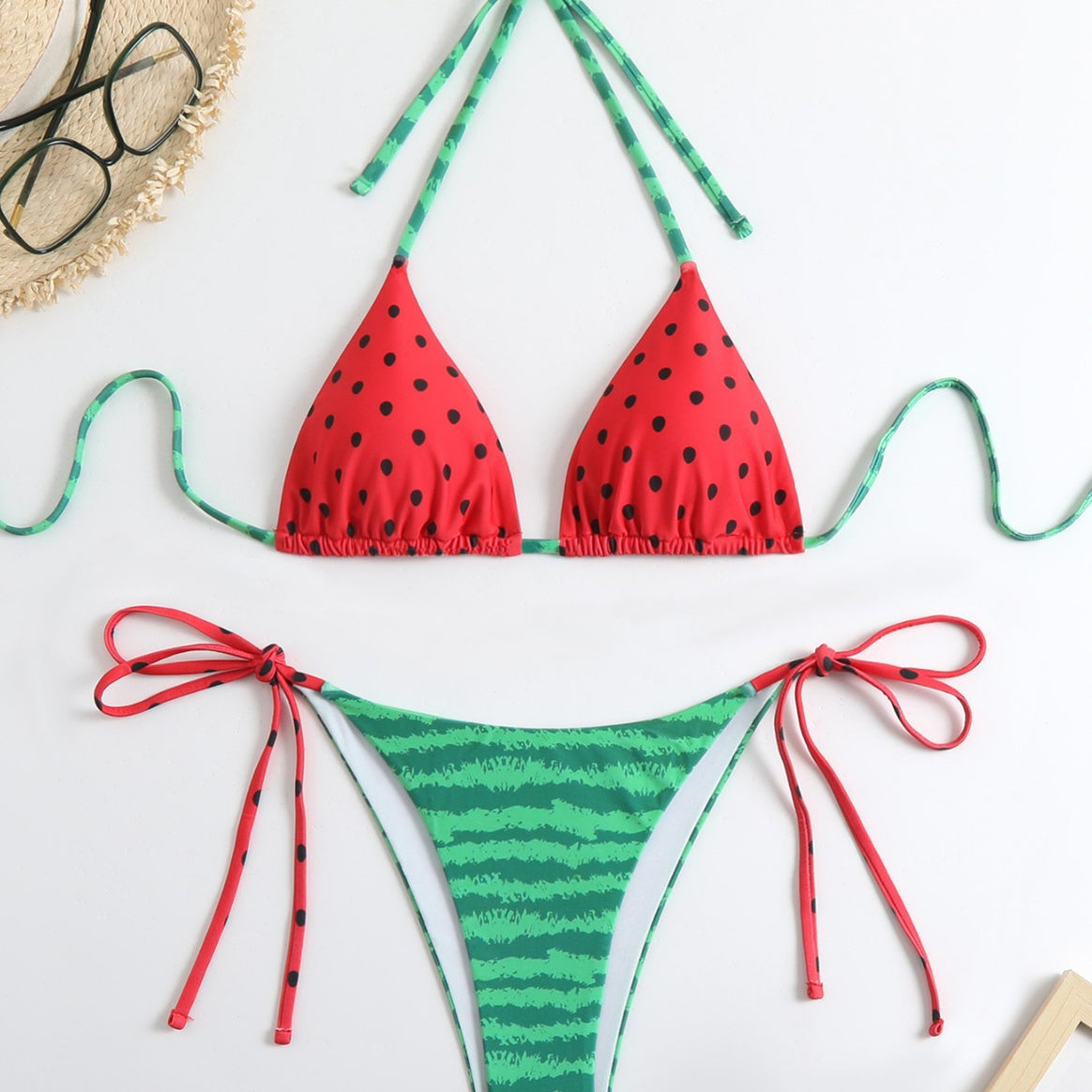 Ladies Bikini Set with Watermelon Pattern and Adjustable Straps Mune Fashion