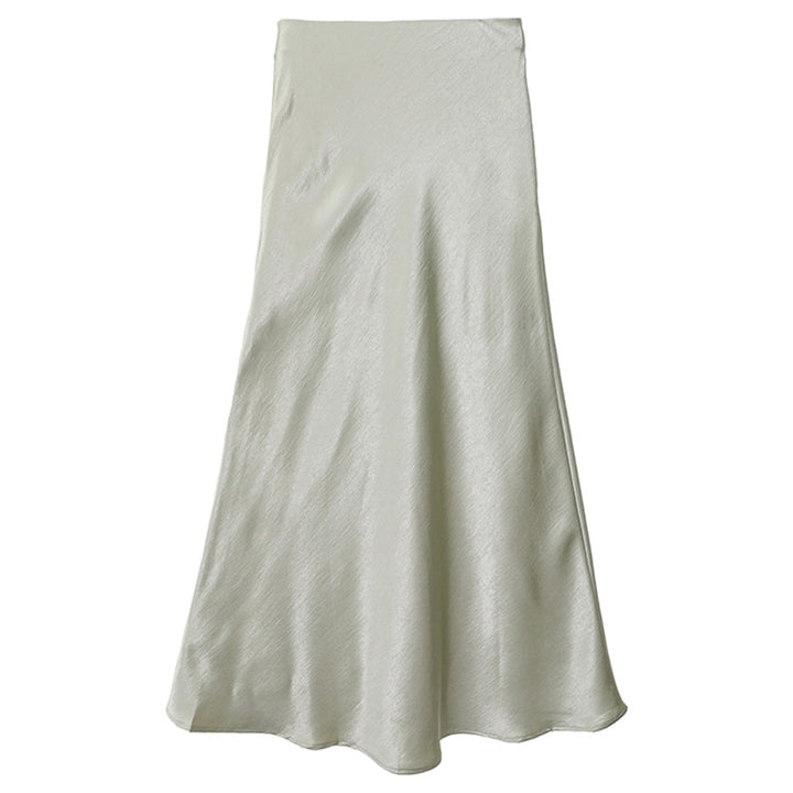 Women's flowing midi skirt in satin viscose with a smooth waistband, Mune Fashion