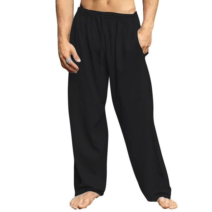 Men's relaxed trousers with wide leg elastic drawstring waistband and side pockets Mune Fashion