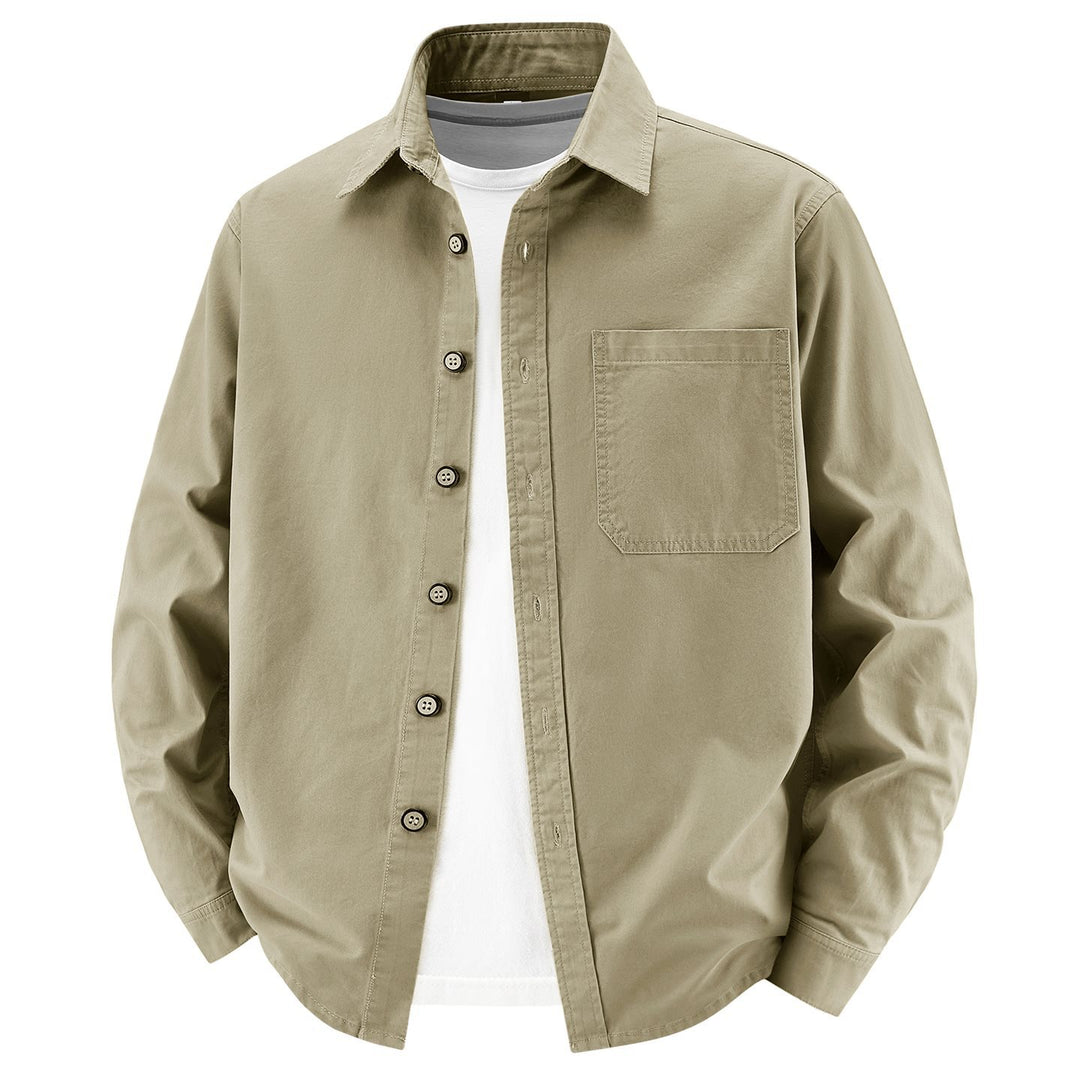 Men's loose overshirt jacket made of cotton blend with chest pocket and full button placket Mune Fashion