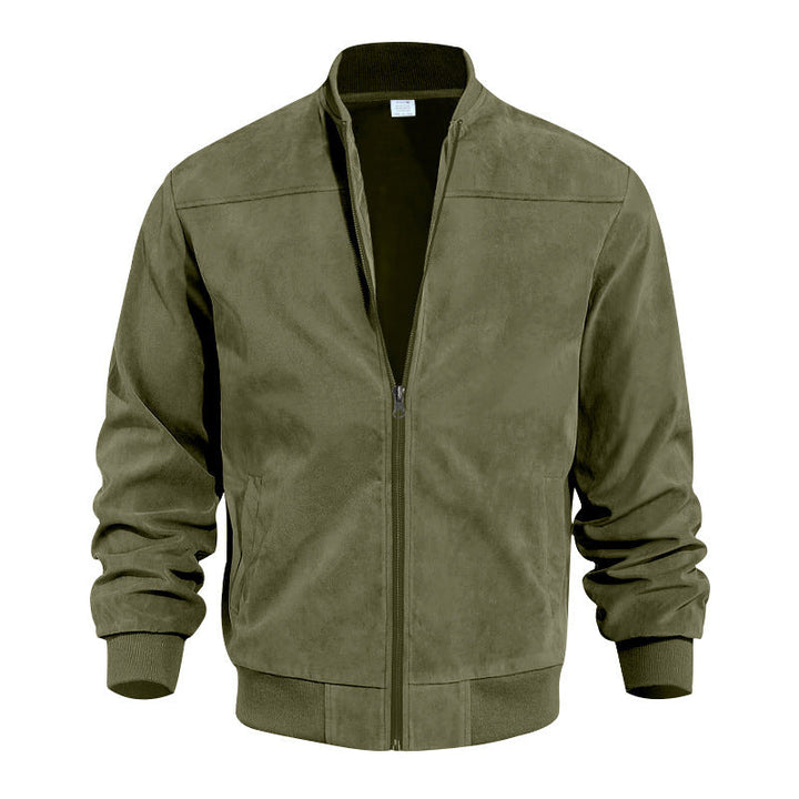 Men's high-quality suede jacket in sporty bomber style with elastic cuffs Mune Fashion
