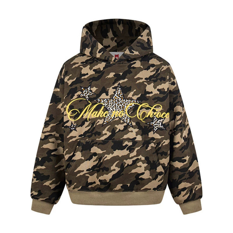 Women's Oversized Hoodie with Kangaroo Pocket and Leo-Star Print Mune Fashion