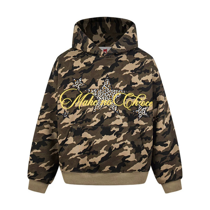 Women's Oversized Hoodie with Kangaroo Pocket and Leo-Star Print Mune Fashion